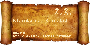 Kleinberger Krisztián névjegykártya